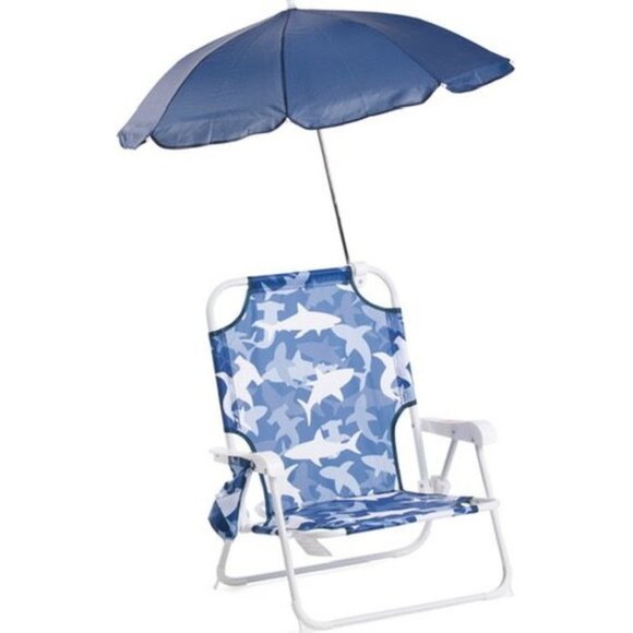 Tommy Bahama Other - TOMMY BAHAMA Beach Chair Ages 3-6 Years Blue Shark Cup Holder Umbrella Foldable